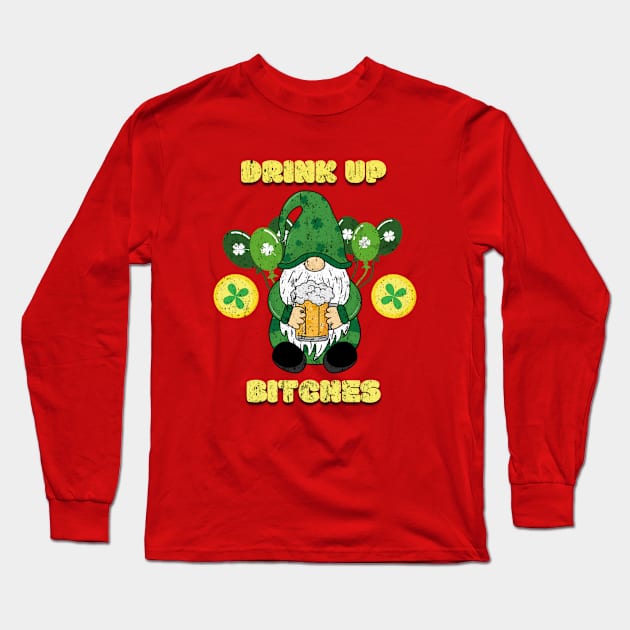 Drink up st patricks Long Sleeve T-Shirt by Draw One Last Breath Horror 